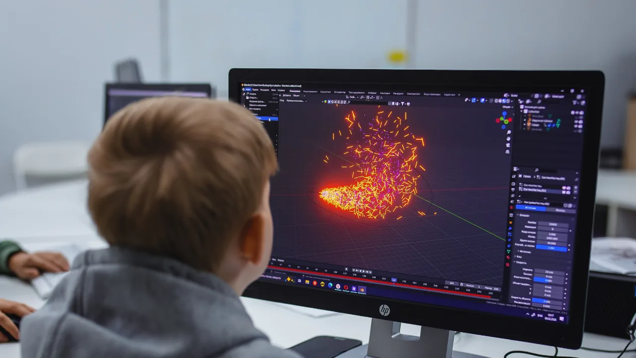 Ученик создаёт 3D-модель на занятии «Прознание IT»